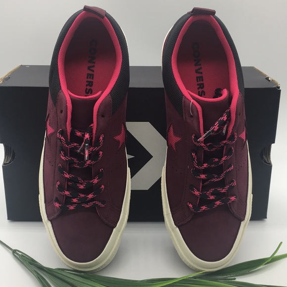/CONVERSE ONE STAR OX dark burgundy/pink pop/black WMNS sneakers - Picture 3 of 8